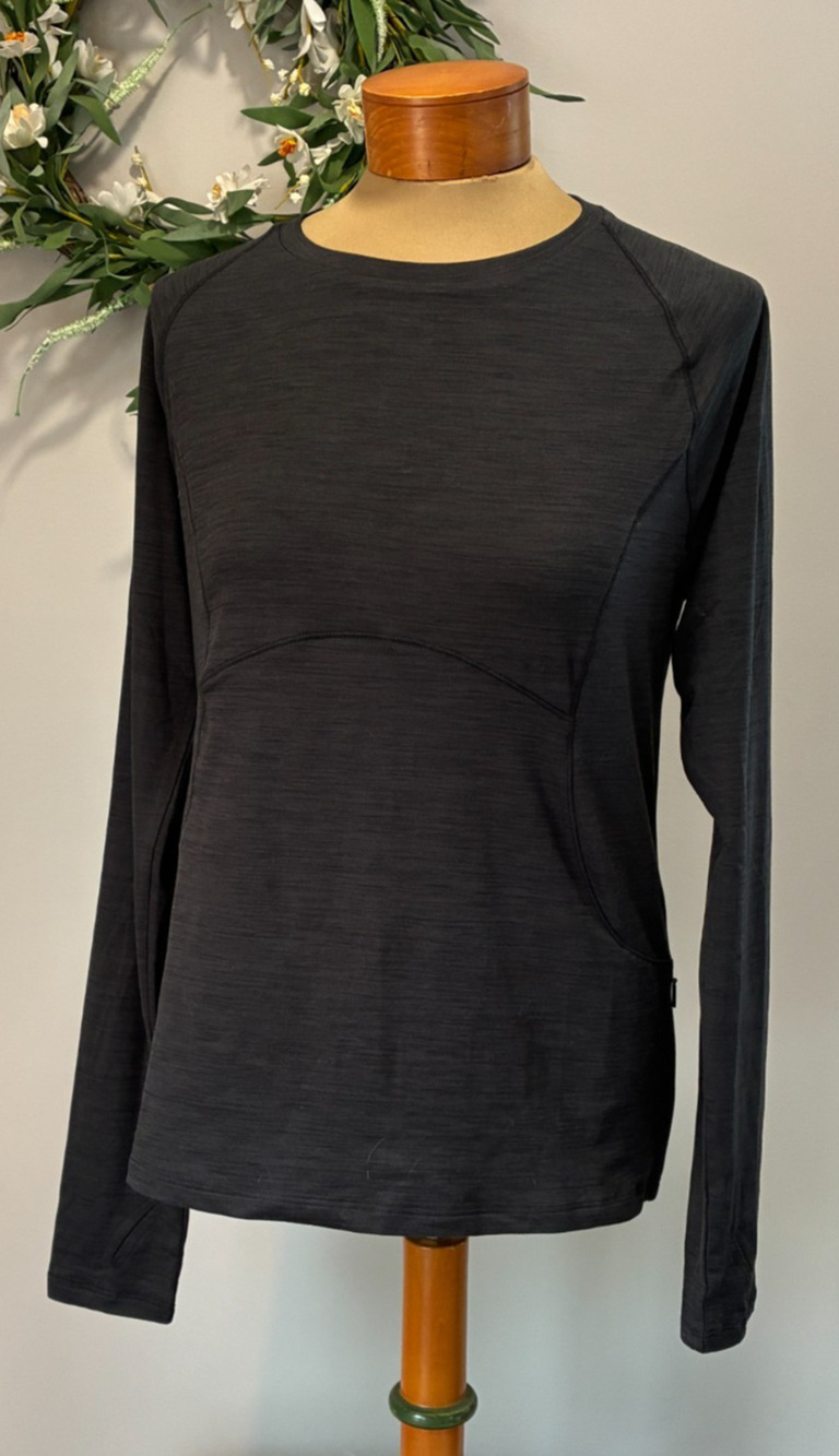 Spyder Womens Active Black Long-Sleeve Performance Shirt Zippered Pocket, Size L